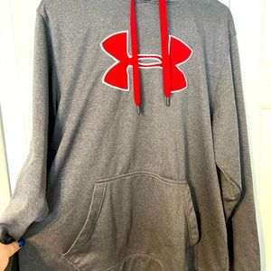 Like New Under Armour Hooded Sweatshirt in red and gray